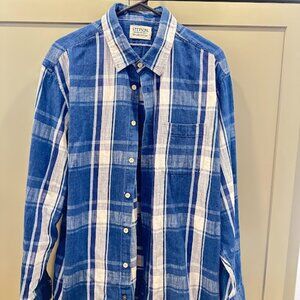 Taylor Stitch x Stetson The California Indigo Blue Plaid Men's Size 46